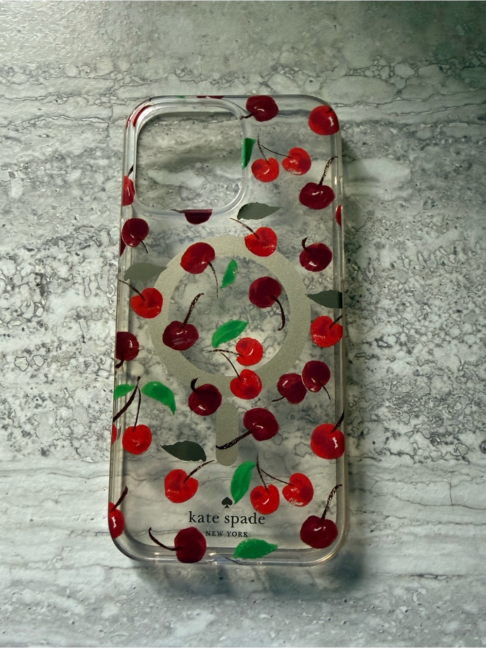 kate spade Clear Cherry Print iPhone Case - 16 pro max